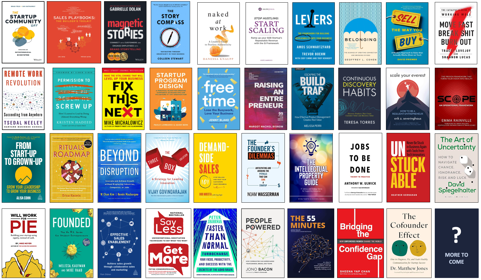 Founder Fridays book covers - hover a cover to see if a recording is available